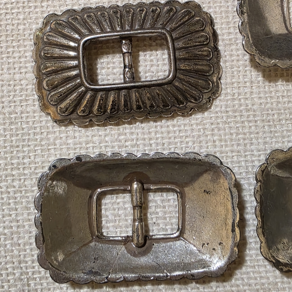 Vintage Rectangular Silver Buckles - image 3